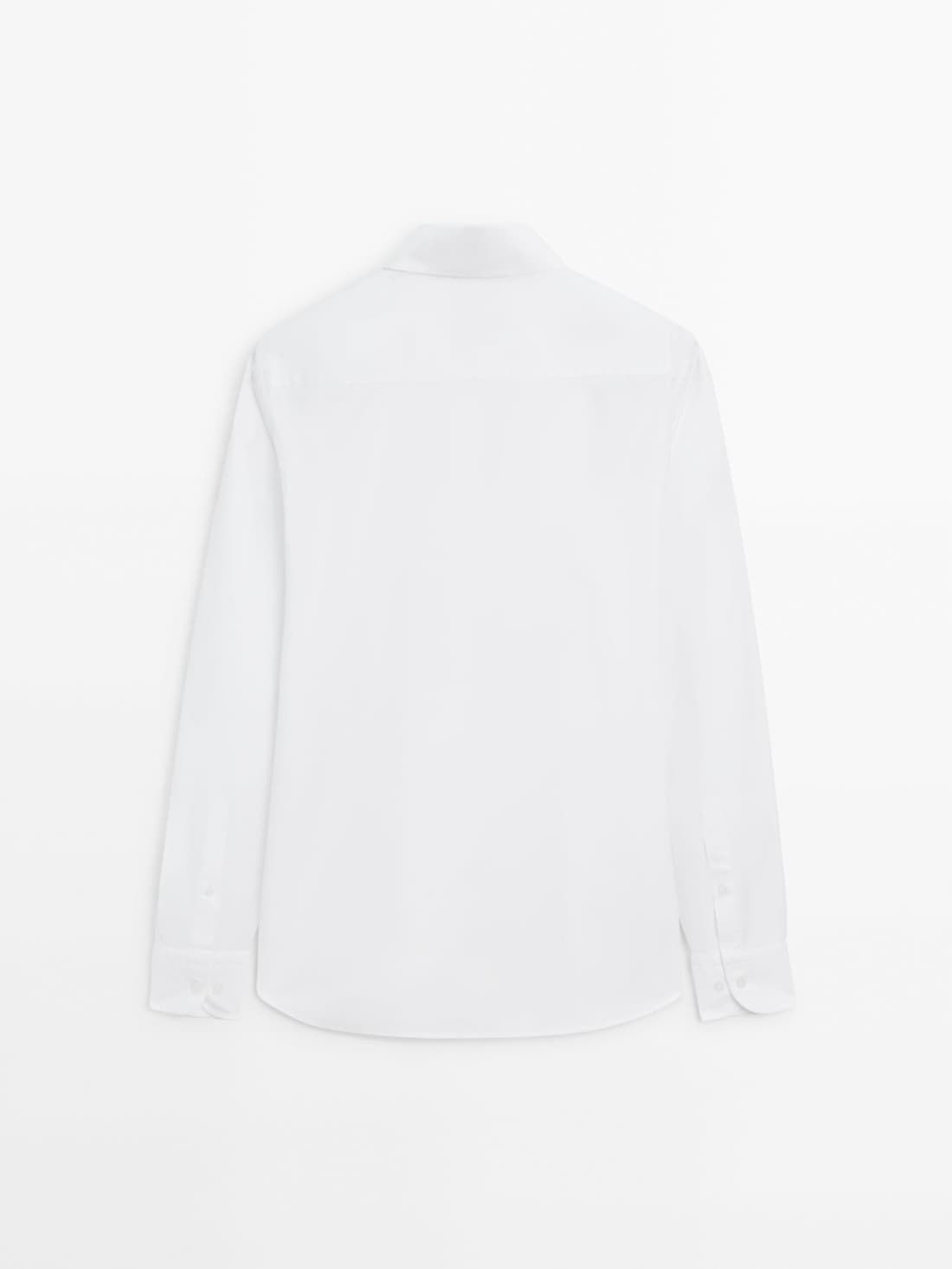 Massimo Dutti Regular Fit Dyed Twill Men Shirts White | US-GU9026137