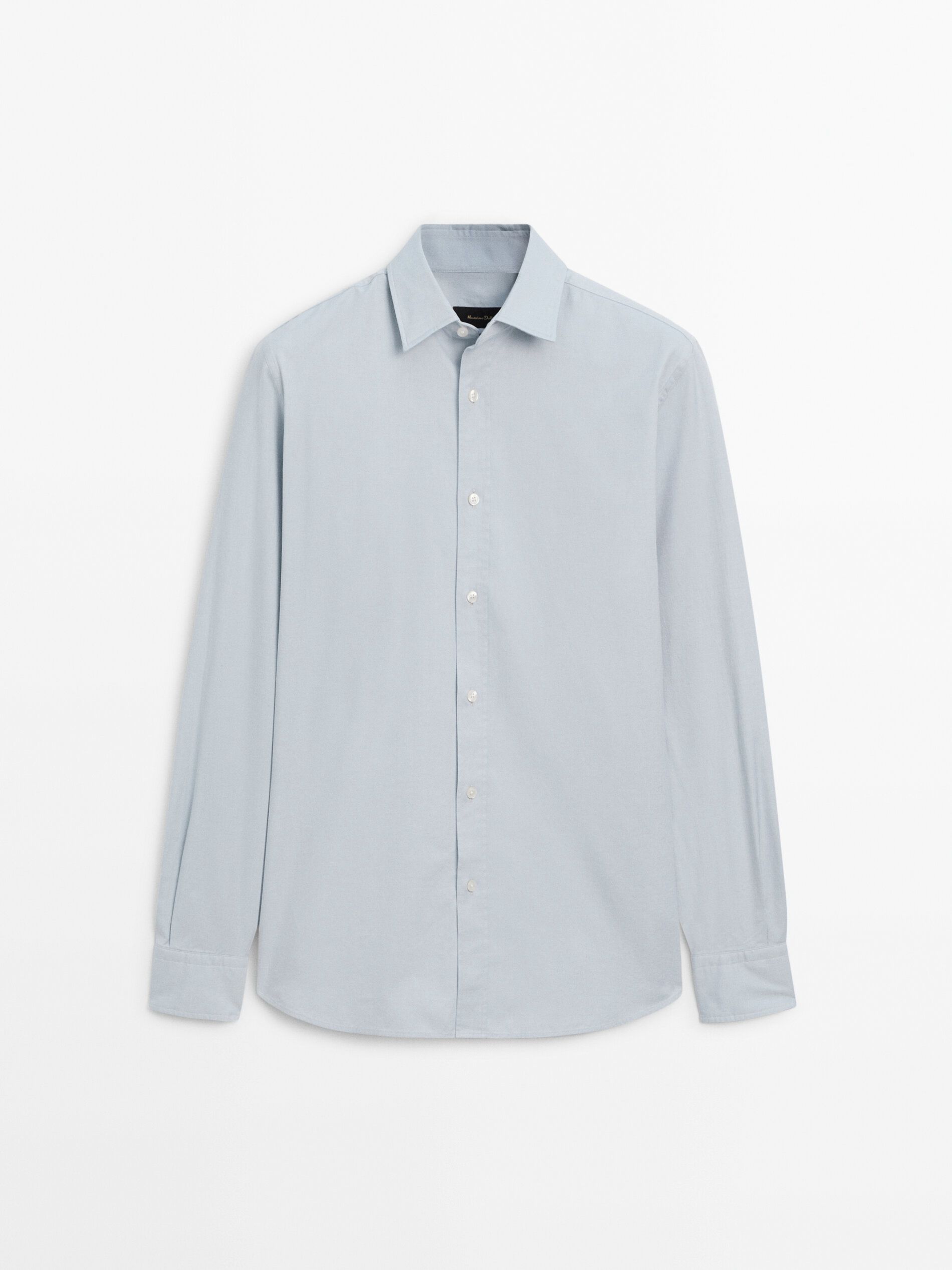 Massimo Dutti Regular Fit Dyed Twill Men Shirts Light Blue | US-DH0983167