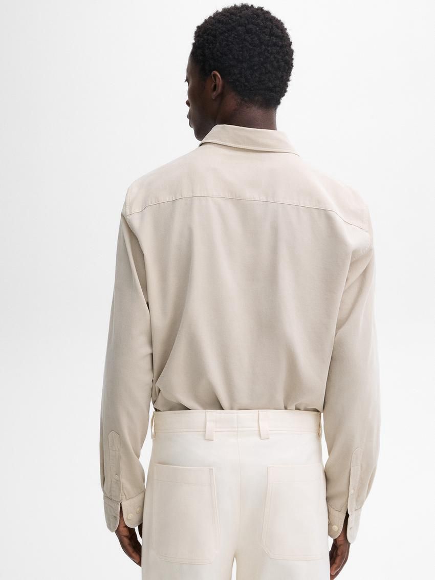 Massimo Dutti Regular Fit Micro Corduroy Men Shirts Beige | US-UP8139267