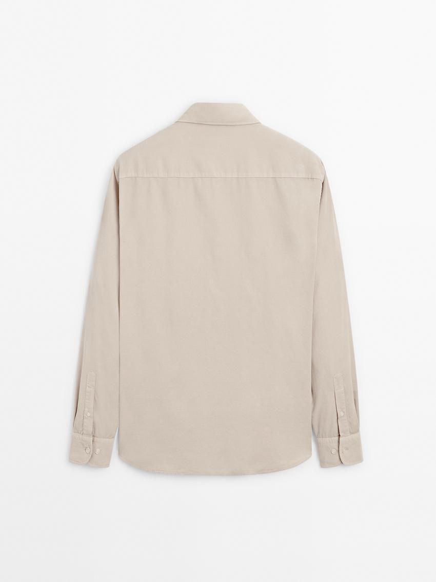 Massimo Dutti Regular Fit Micro Corduroy Men Shirts Beige | US-UP8139267