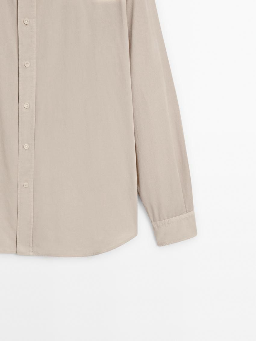 Massimo Dutti Regular Fit Micro Corduroy Men Shirts Beige | US-UP8139267