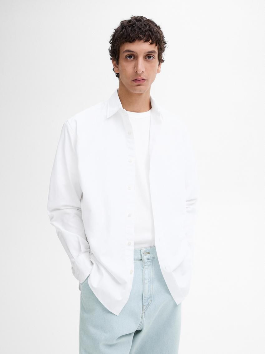 Massimo Dutti Regular Fit Oxford Fabric Men Shirts White | US-YQ3052489