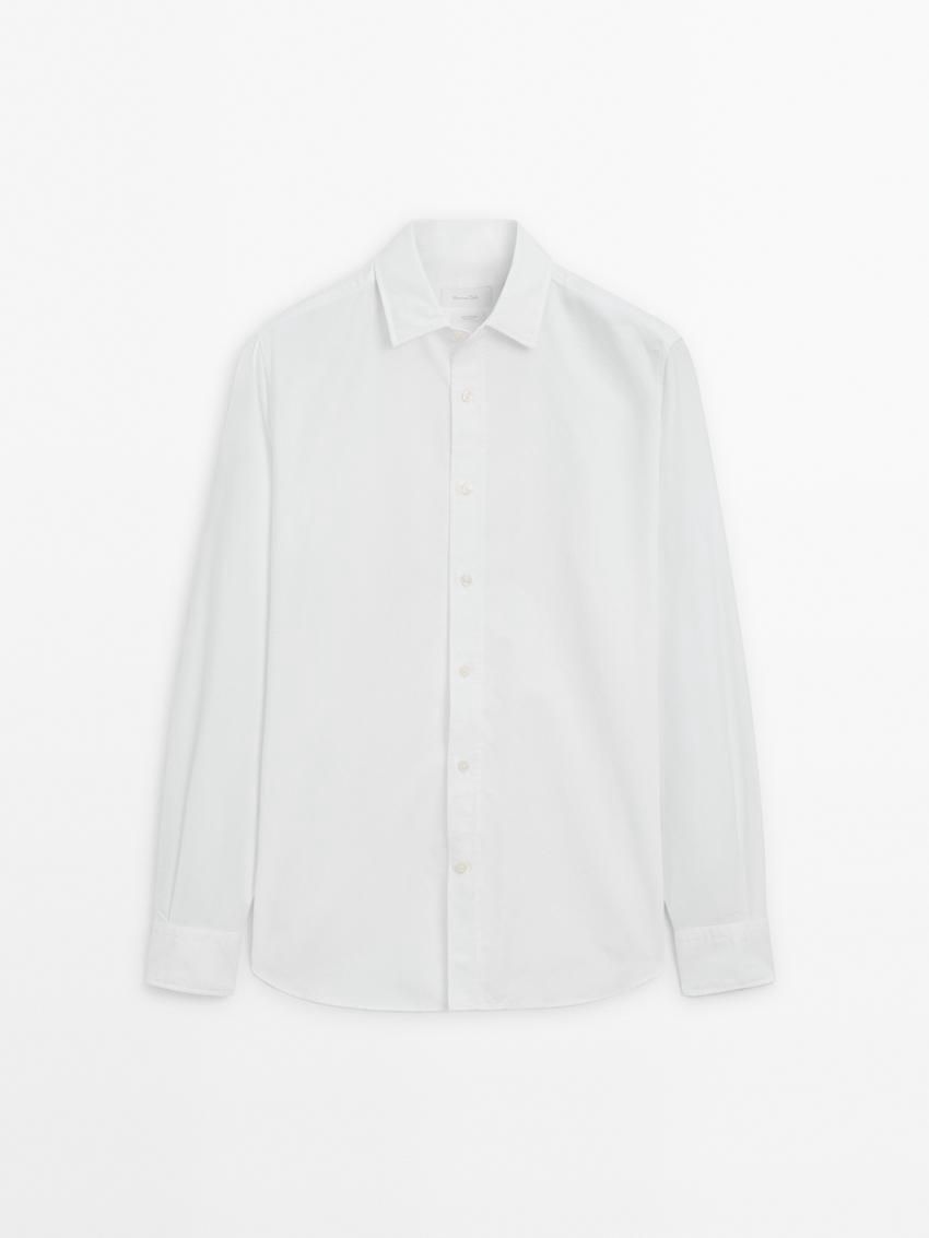 Massimo Dutti Regular Fit Oxford Fabric Men Shirts White | US-YQ3052489