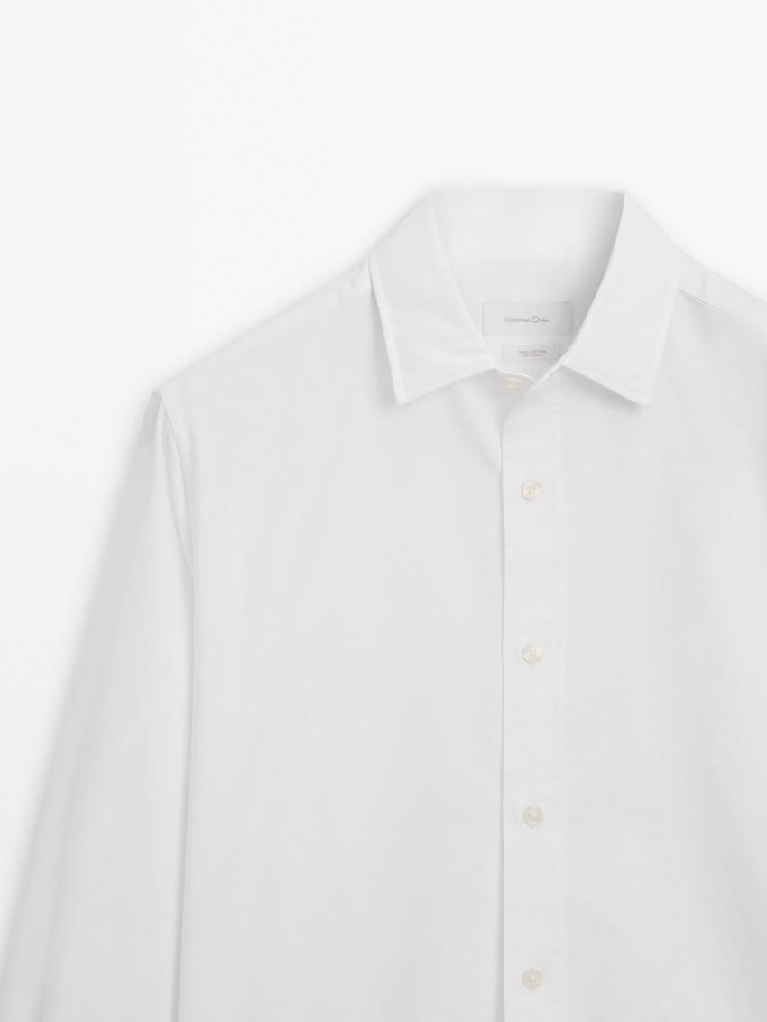 Massimo Dutti Regular Fit Oxford Fabric Men Shirts White | US-YQ3052489