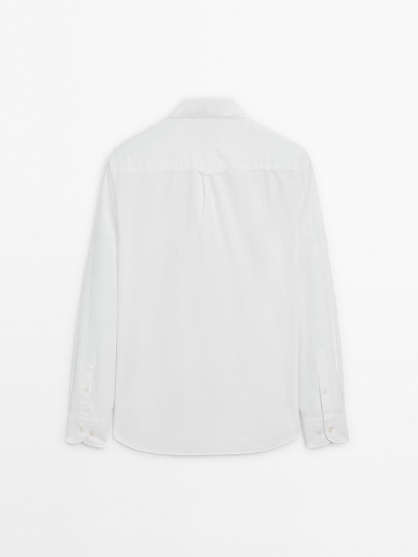 Massimo Dutti Regular Fit Oxford Fabric Men Shirts White | US-YQ3052489