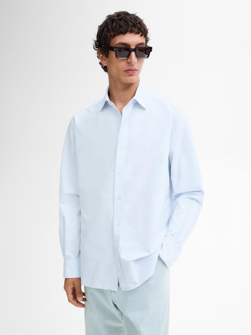Massimo Dutti Regular Fit Oxford Fabric Men Shirts Light Blue | US-GO8351627