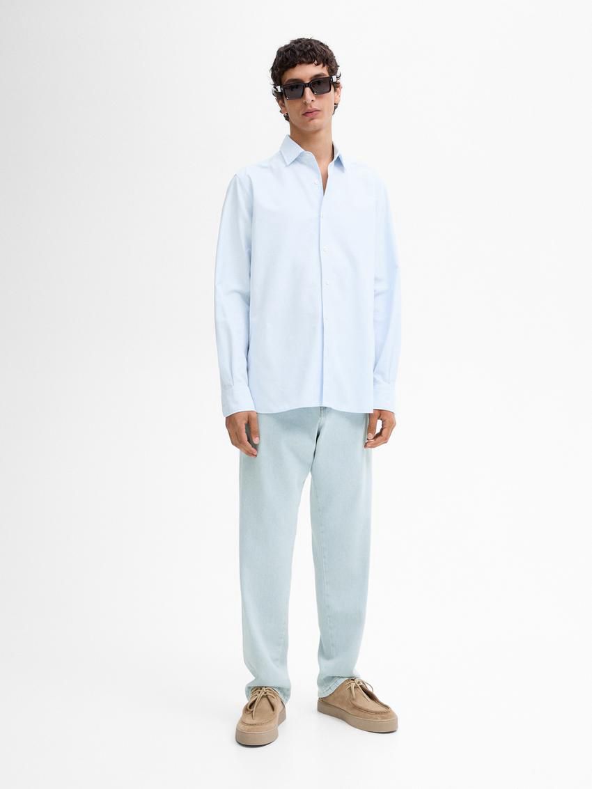 Massimo Dutti Regular Fit Oxford Fabric Men Shirts Light Blue | US-GO8351627