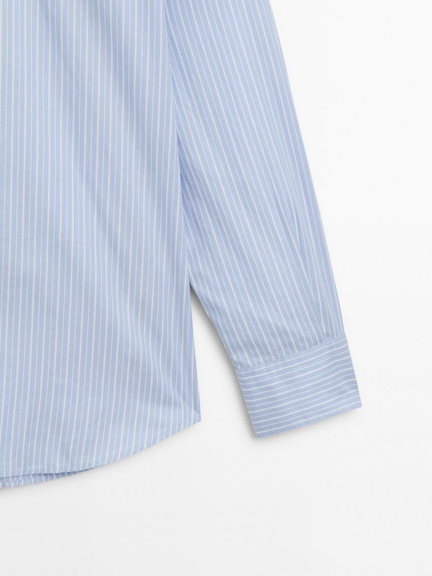 Massimo Dutti Regular Fit Striped Cotton Men Shirts Light Blue | US-RH1950276