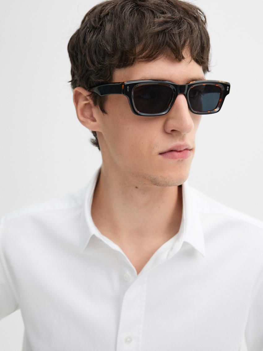 Massimo Dutti Regular Fit Textured Cotton Men Shirts White | US-QP7536820