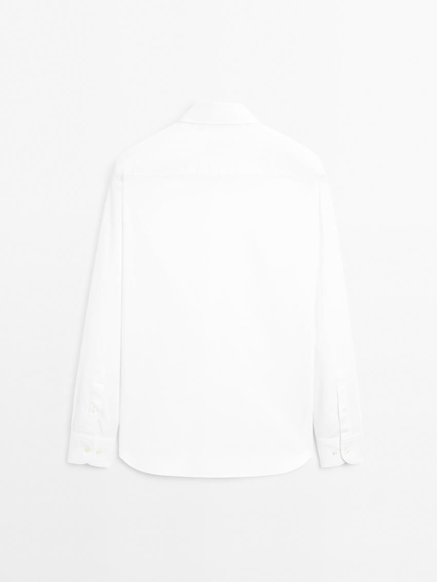 Massimo Dutti Regular Fit Textured Cotton Men Shirts White | US-QP7536820