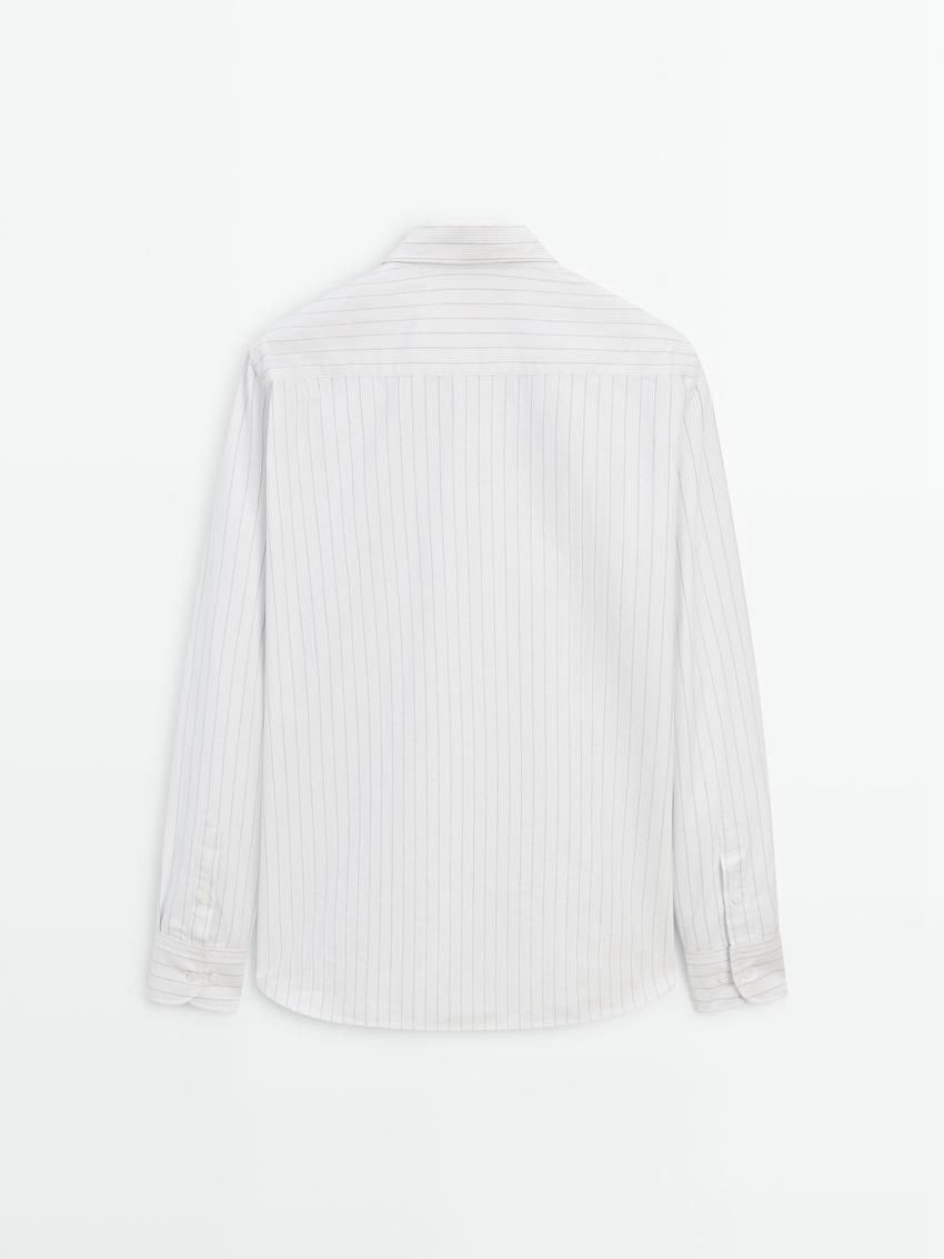 Massimo Dutti Regular Fit With Striped Detail Men Shirts White | US-HV3985740