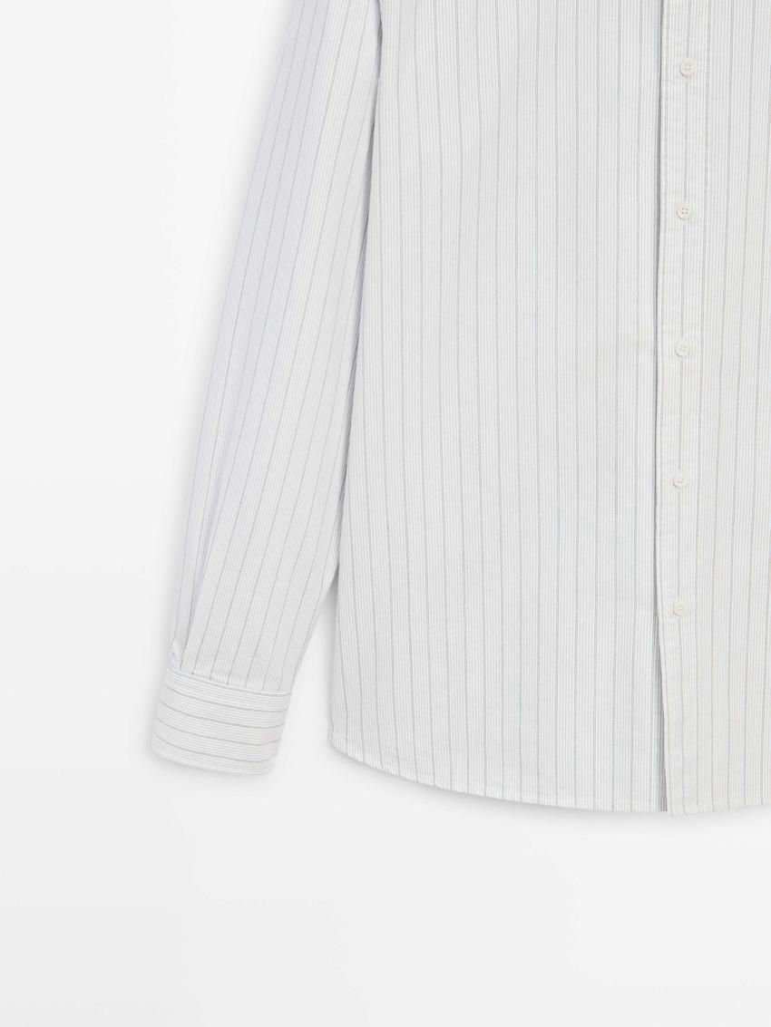 Massimo Dutti Regular Fit With Striped Detail Men Shirts White | US-HV3985740