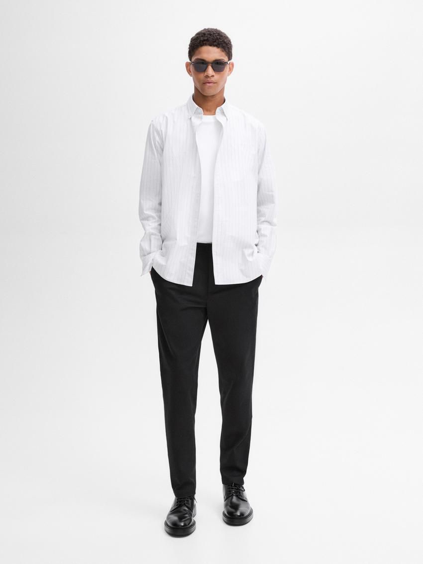 Massimo Dutti Regular Fit With Striped Detail Men Shirts White | US-HV3985740