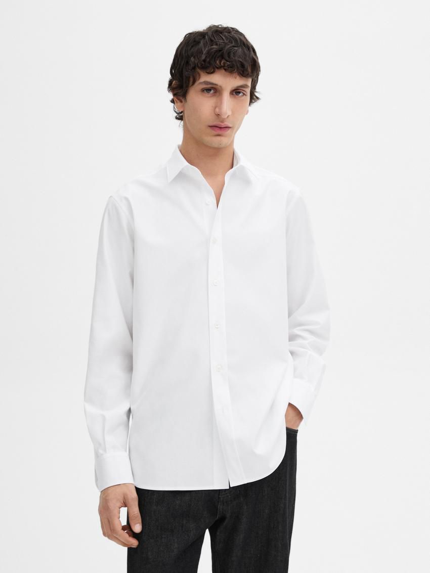 Massimo Dutti Regular-fit Cotton Men Shirts White | US-YU2783569