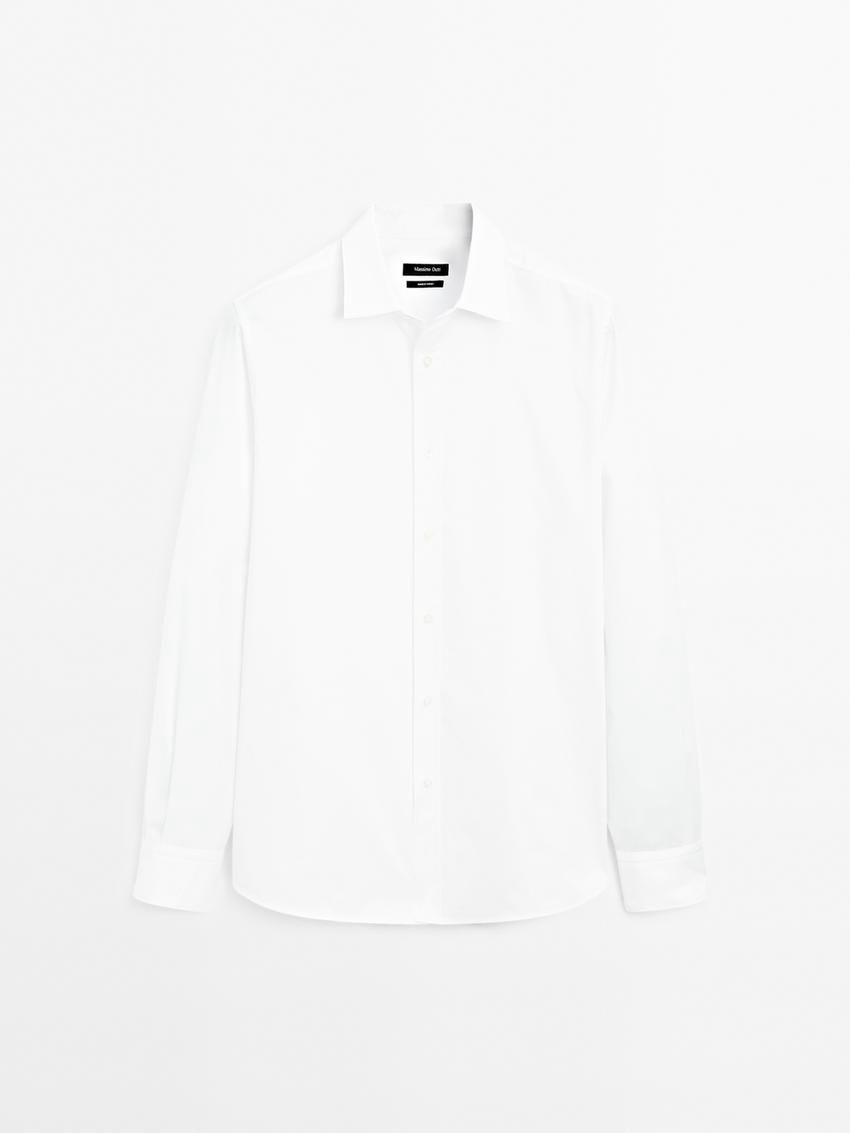 Massimo Dutti Regular-fit Cotton Men Shirts White | US-YU2783569