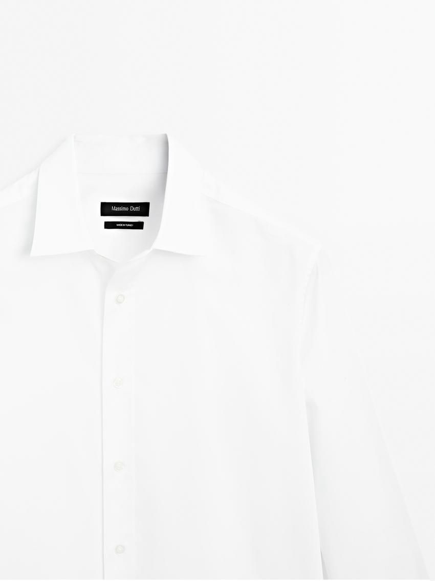 Massimo Dutti Regular-fit Cotton Men Shirts White | US-YU2783569