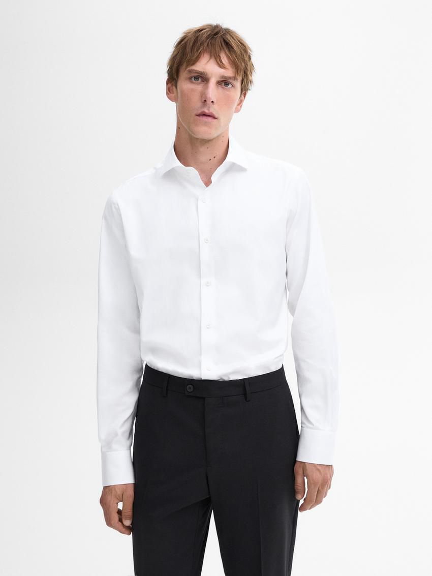 Massimo Dutti Regular-fit Cotton Men Shirts White | US-NZ3269578