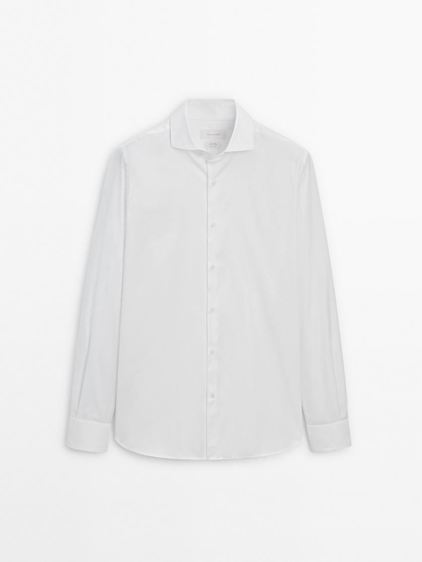 Massimo Dutti Regular-fit Cotton Men Shirts White | US-NZ3269578