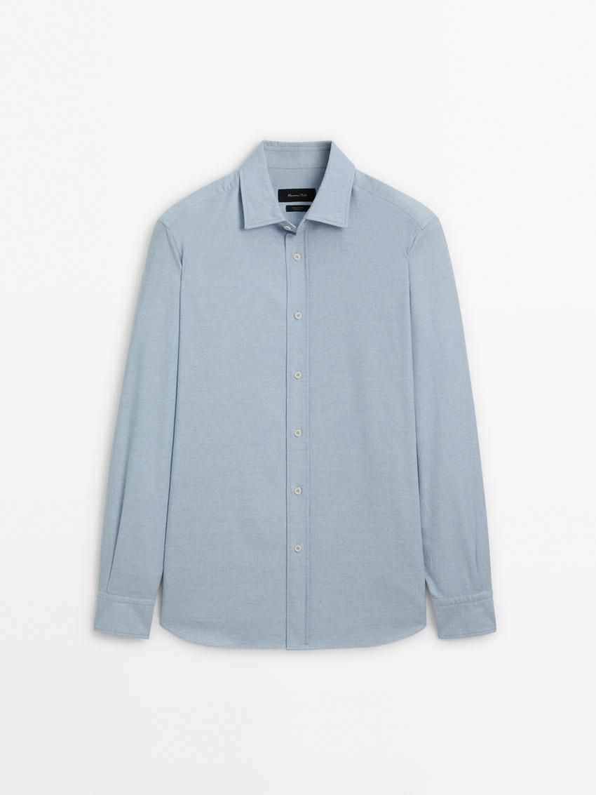 Massimo Dutti Regular-fit Cotton Men Shirts Light Blue | US-PR0689743