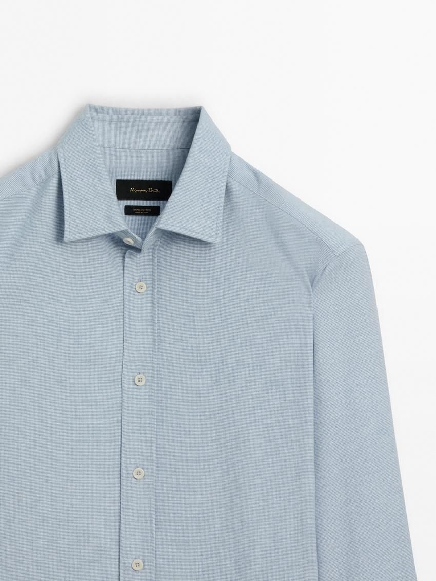 Massimo Dutti Regular-fit Cotton Men Shirts Light Blue | US-PR0689743