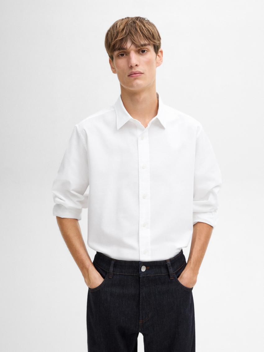 Massimo Dutti Regular-fit Cotton Men Shirts White | US-ZX4067231