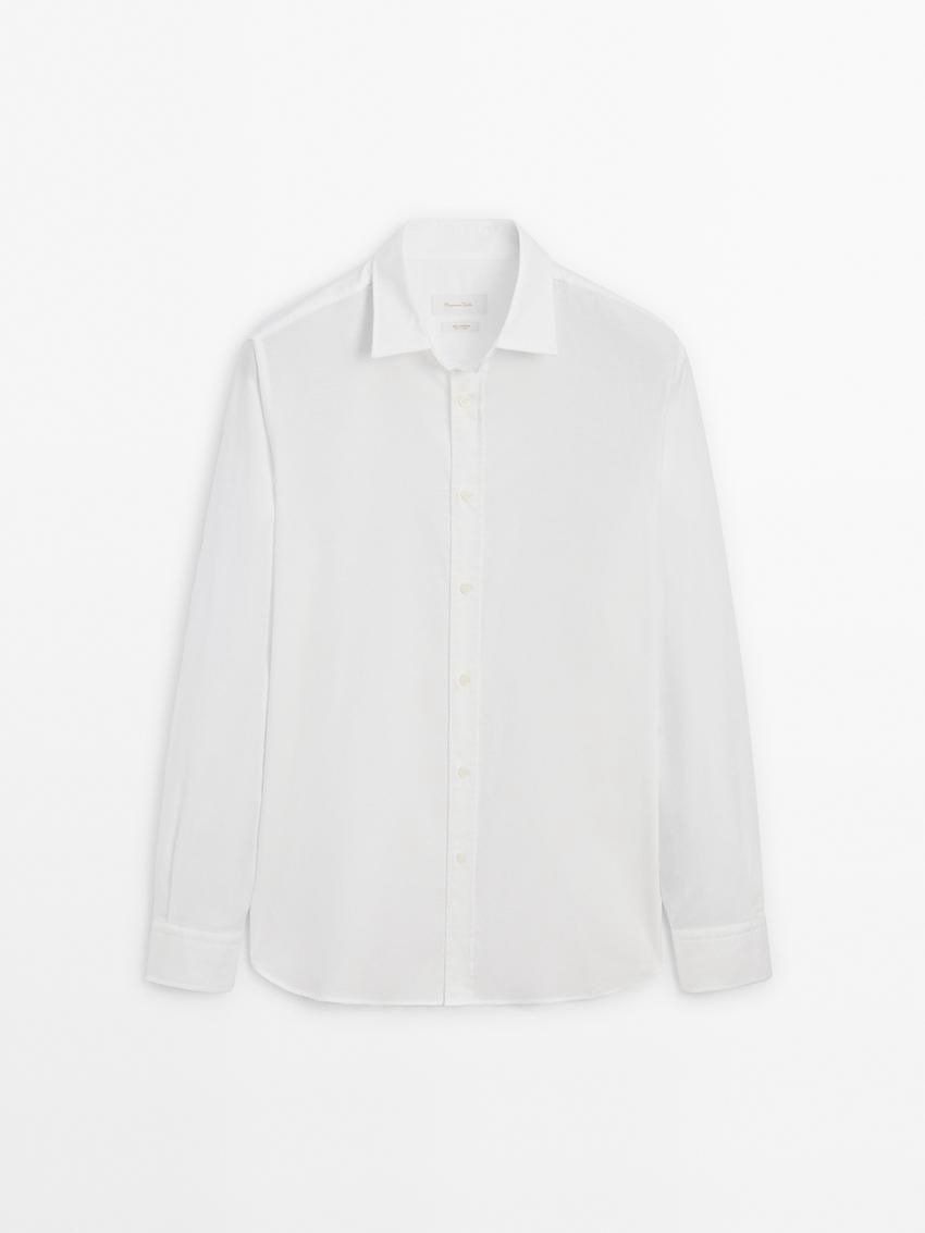 Massimo Dutti Regular-fit Cotton Men Shirts White | US-ZX4067231