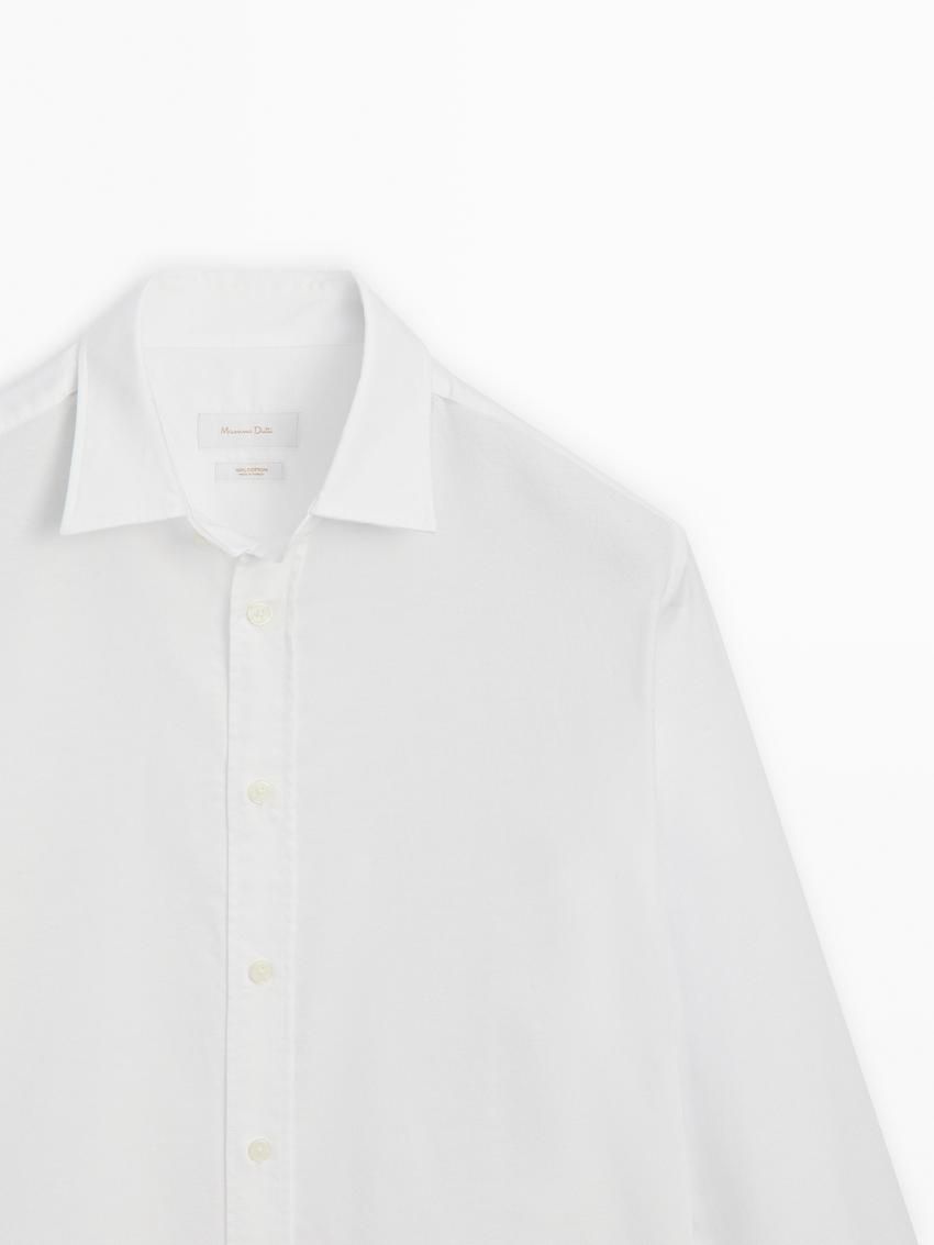 Massimo Dutti Regular-fit Cotton Men Shirts White | US-ZX4067231
