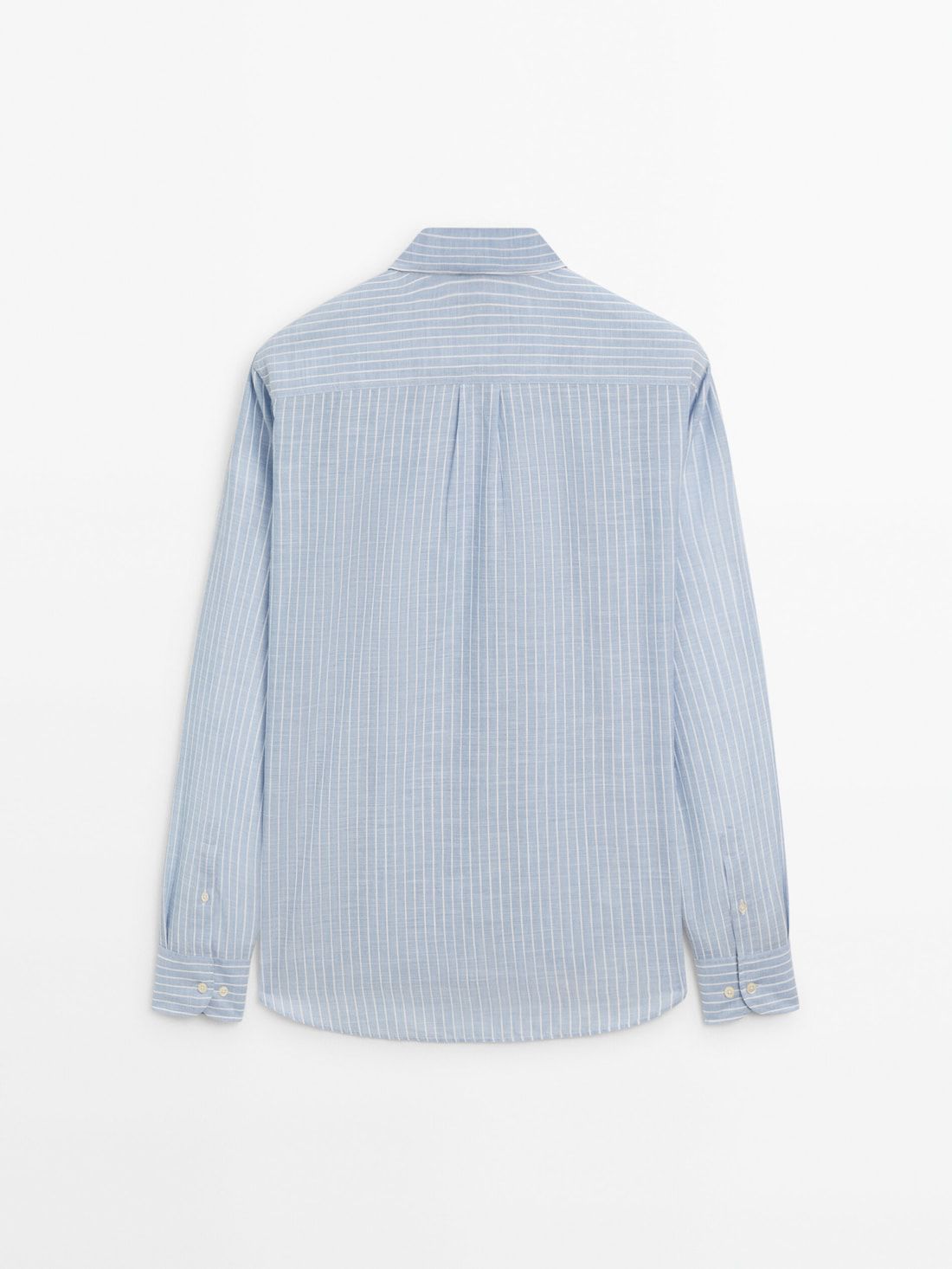 Massimo Dutti Regular-fit Striped Cotton Blend Men Shirts Light Blue | US-OX9360814