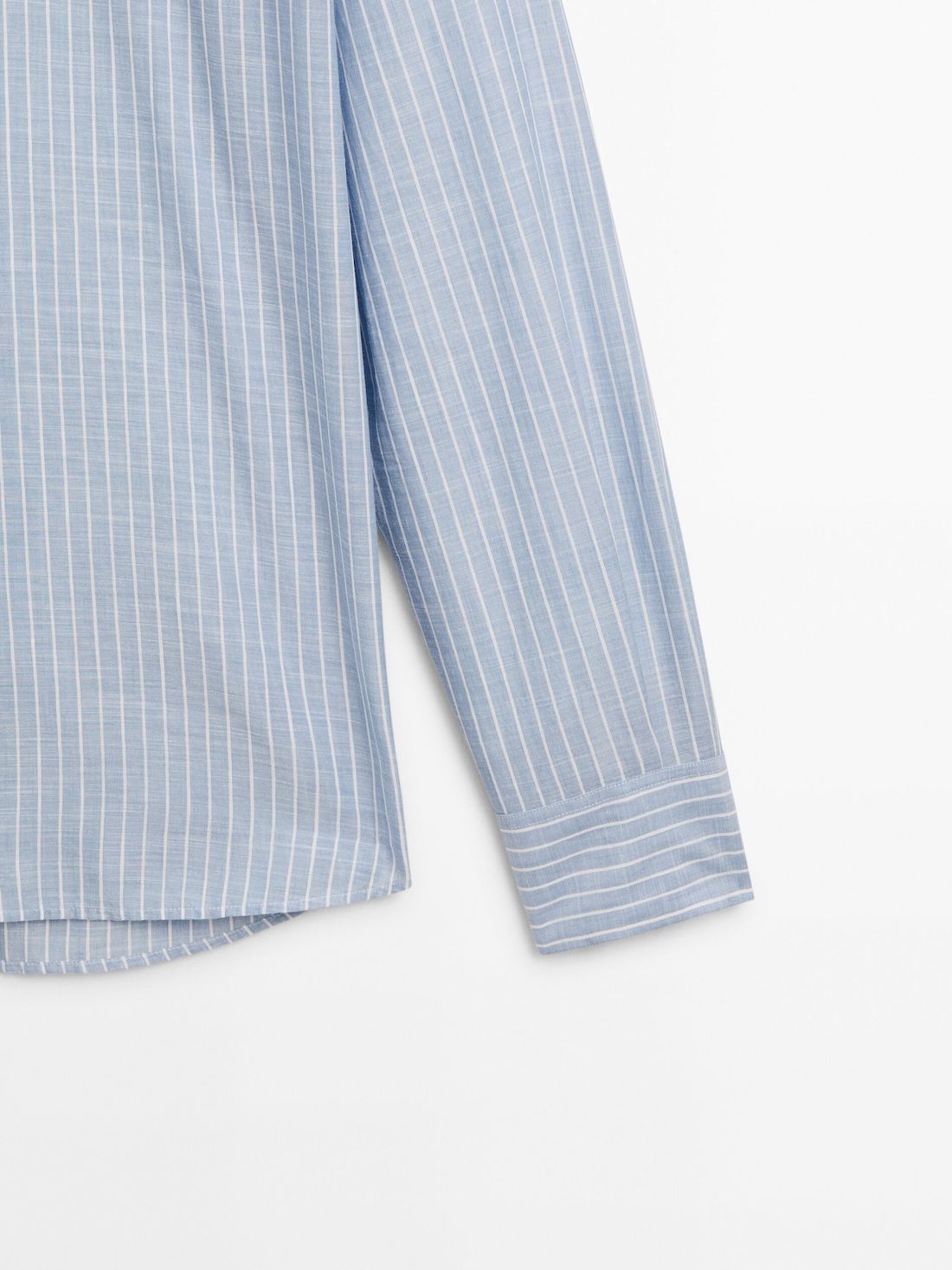 Massimo Dutti Regular-fit Striped Cotton Blend Men Shirts Light Blue | US-OX9360814