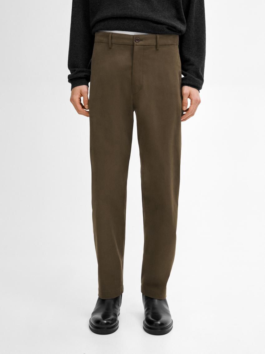 Massimo Dutti Relaxed Fit Cotton Blend Men Trousers Dark Brown | US-TJ9062185