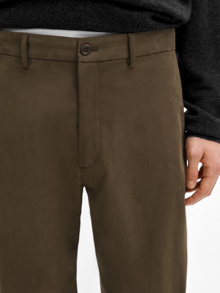 Massimo Dutti Relaxed Fit Cotton Blend Men Trousers Dark Brown | US-TJ9062185