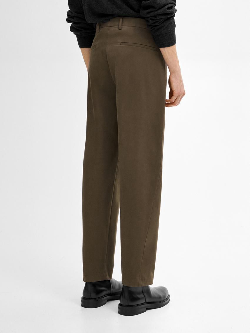 Massimo Dutti Relaxed Fit Cotton Blend Men Trousers Dark Brown | US-TJ9062185