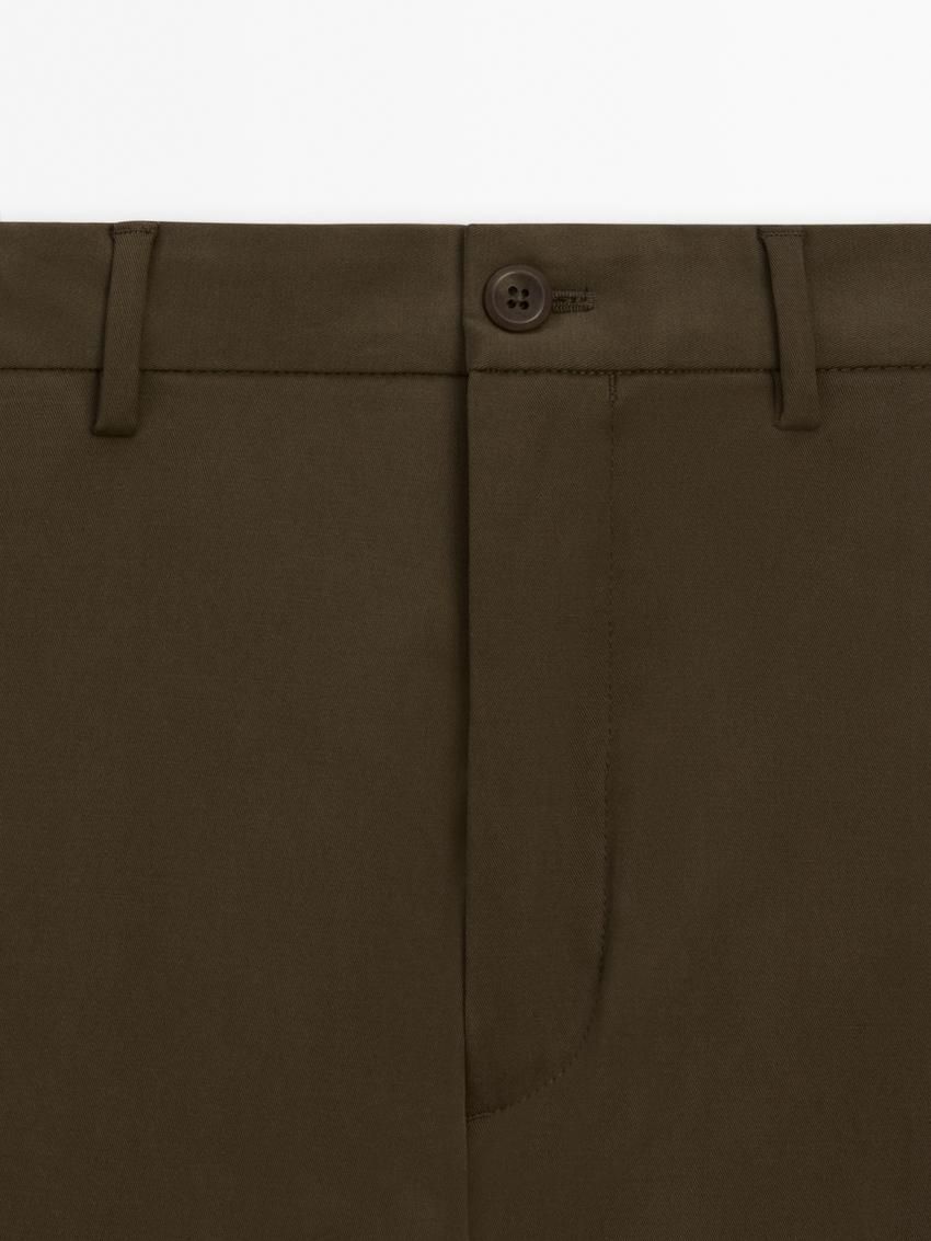 Massimo Dutti Relaxed Fit Cotton Blend Men Trousers Dark Brown | US-TJ9062185