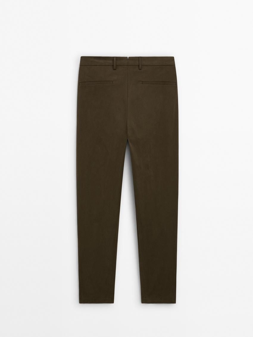 Massimo Dutti Relaxed Fit Cotton Blend Men Trousers Dark Brown | US-TJ9062185