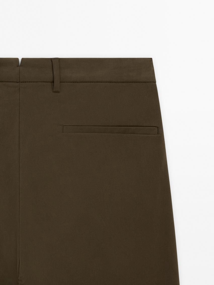 Massimo Dutti Relaxed Fit Cotton Blend Men Trousers Dark Brown | US-TJ9062185