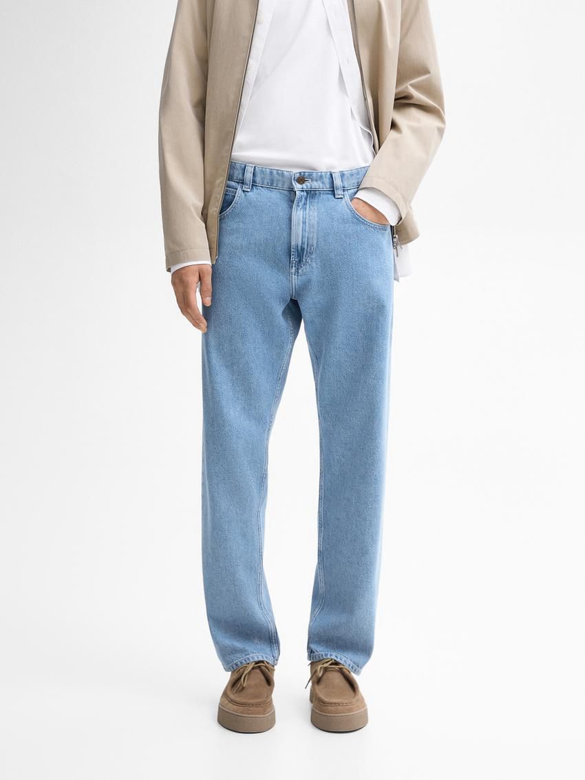 Massimo Dutti Relaxed Fit Cotton Blend Men Jeans Blue | US-PG5918362