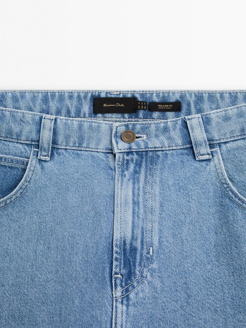 Massimo Dutti Relaxed Fit Cotton Blend Men Jeans Blue | US-PG5918362