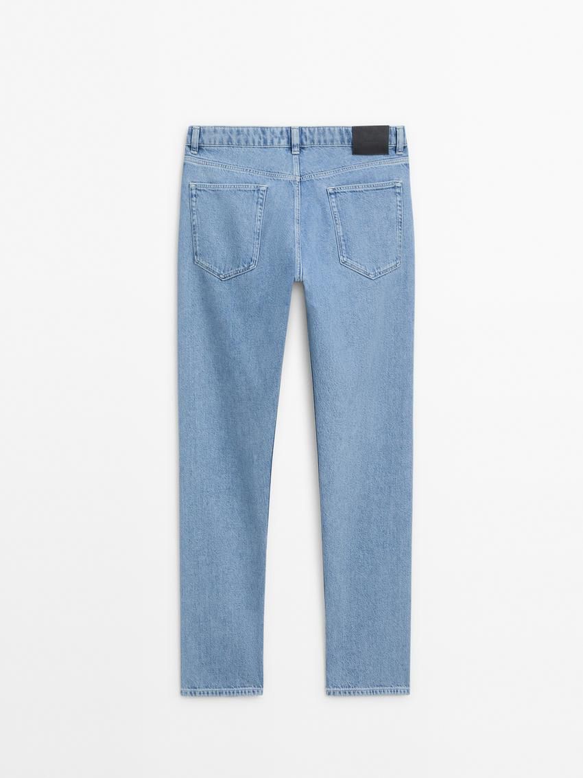 Massimo Dutti Relaxed Fit Cotton Blend Men Jeans Blue | US-PG5918362