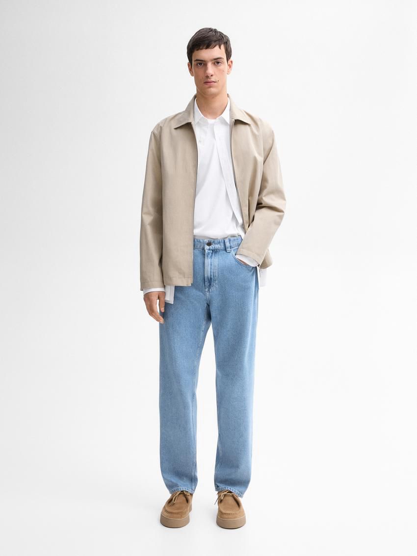 Massimo Dutti Relaxed Fit Cotton Blend Men Jeans Blue | US-PG5918362