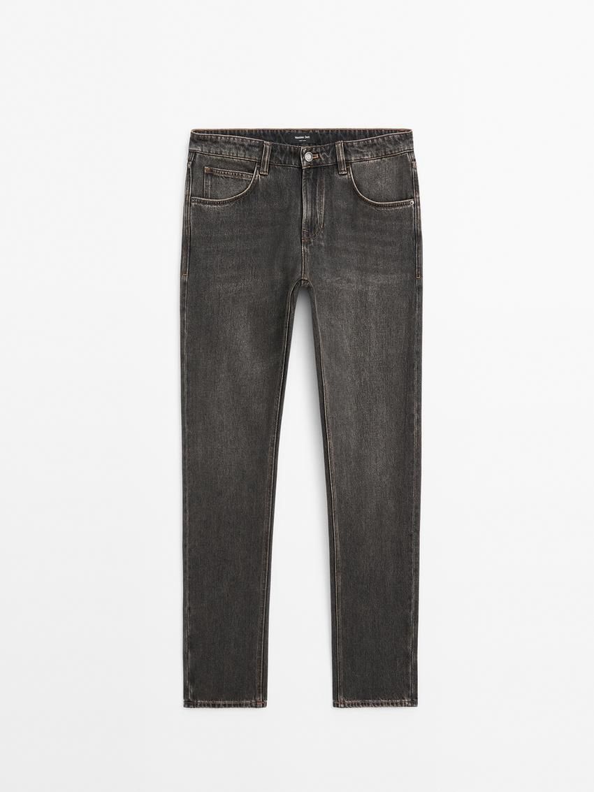 Massimo Dutti Relaxed Fit Cotton Men Jeans Dark Grey | US-XI4526830