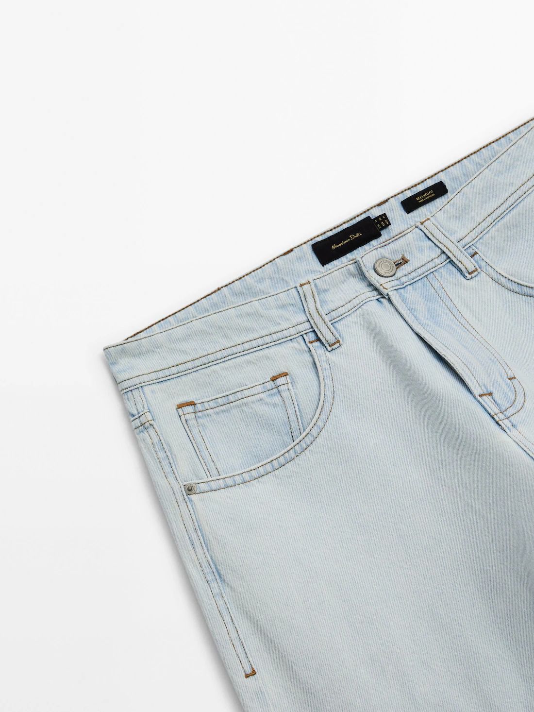 Massimo Dutti Relaxed Fit Hard Bleach Men Jeans Light Blue | US-AT4132679