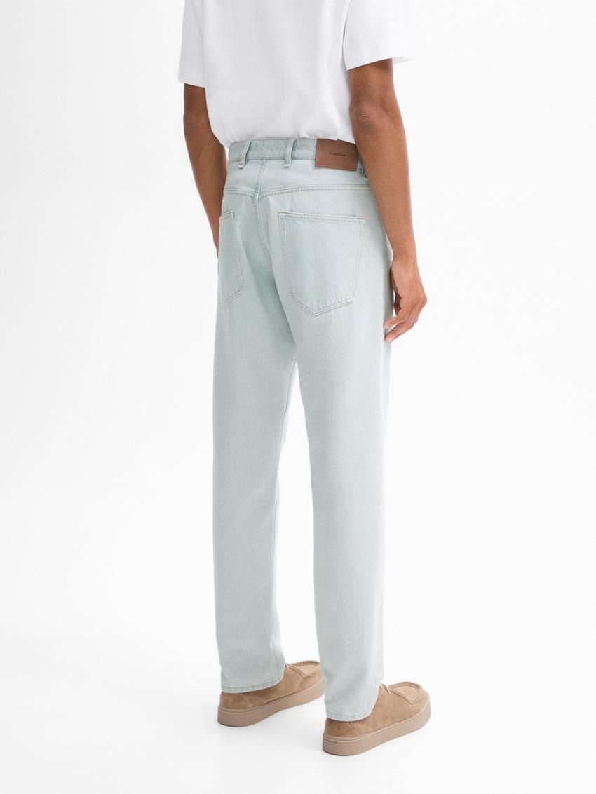 Massimo Dutti Relaxed Fit Hard Bleach Men Jeans Light Blue | US-AT4132679
