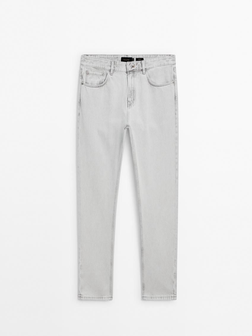 Massimo Dutti Relaxed Fit Men Jeans Light Grey | US-IO7329541