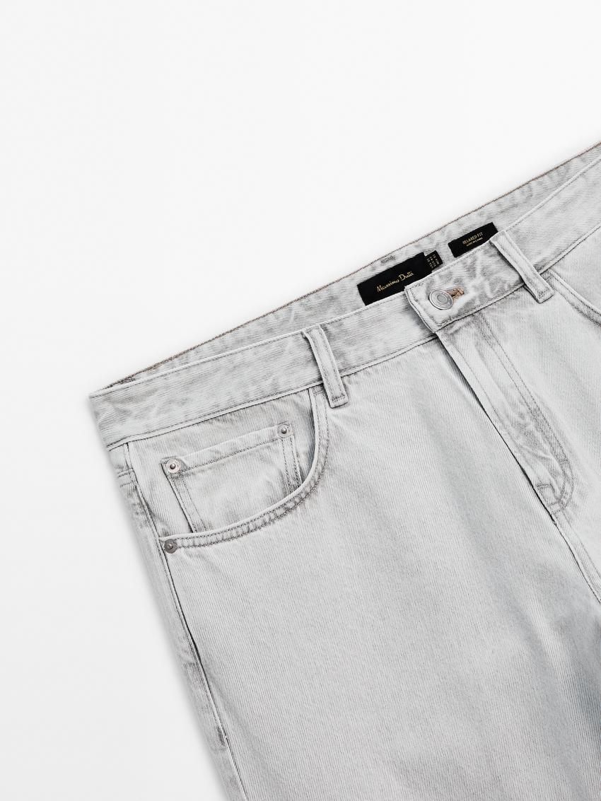 Massimo Dutti Relaxed Fit Men Jeans Light Grey | US-IO7329541