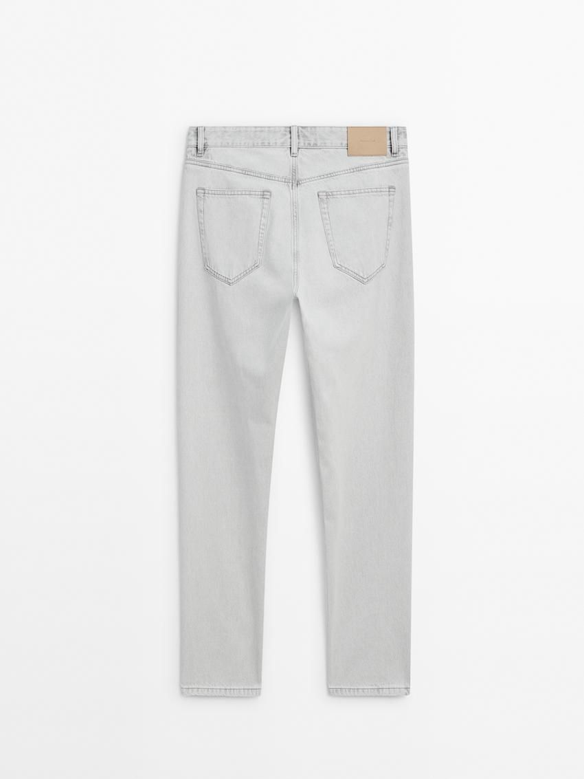 Massimo Dutti Relaxed Fit Men Jeans Light Grey | US-IO7329541