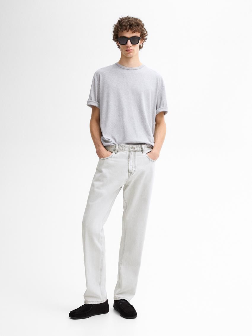 Massimo Dutti Relaxed Fit Men Jeans Light Grey | US-IO7329541