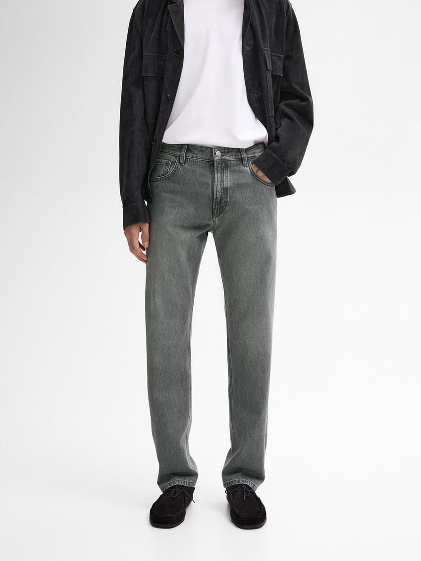 Massimo Dutti Relaxed Fit Mid-bleach Men Jeans Grey | US-OI6839704