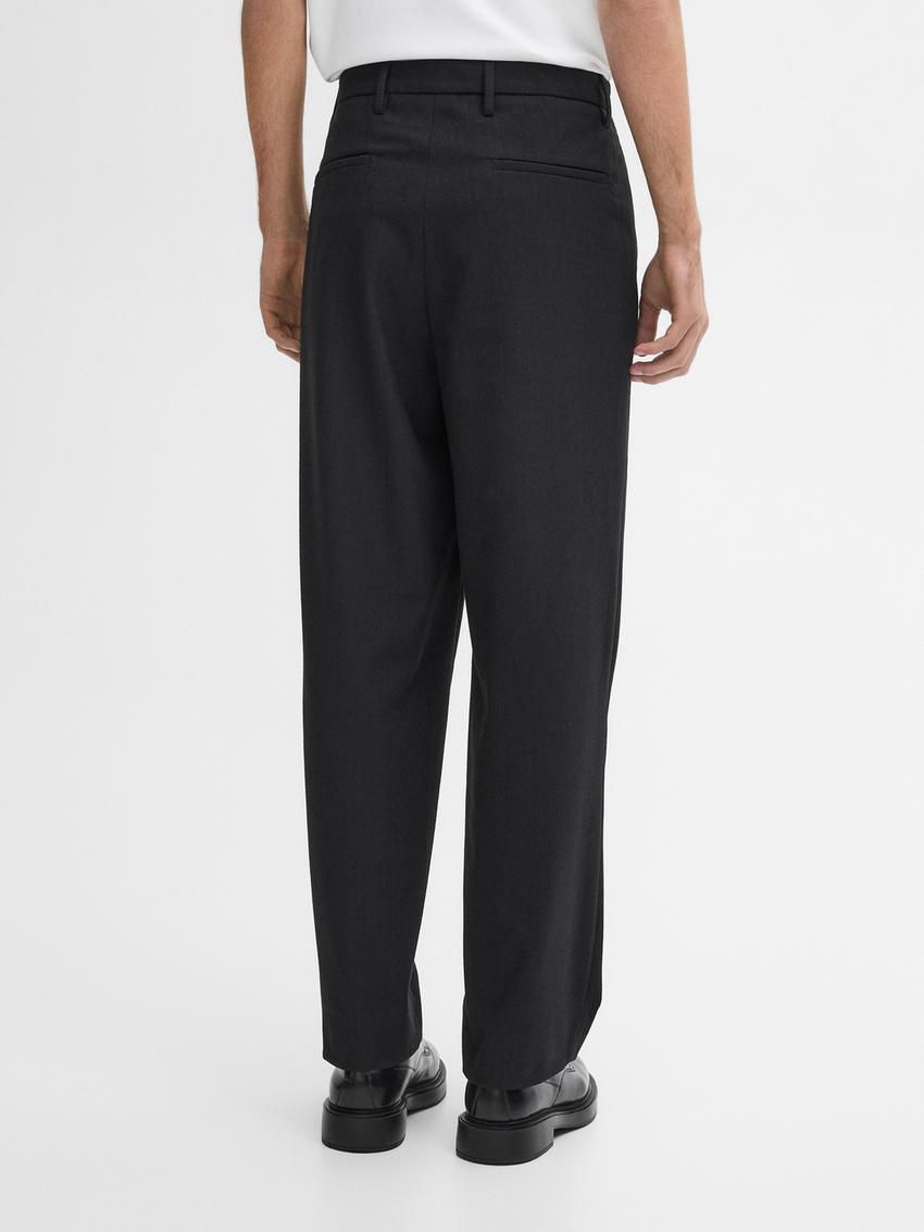 Massimo Dutti Relaxed Fit Pinstripe Men Trousers Black | US-NO3261904