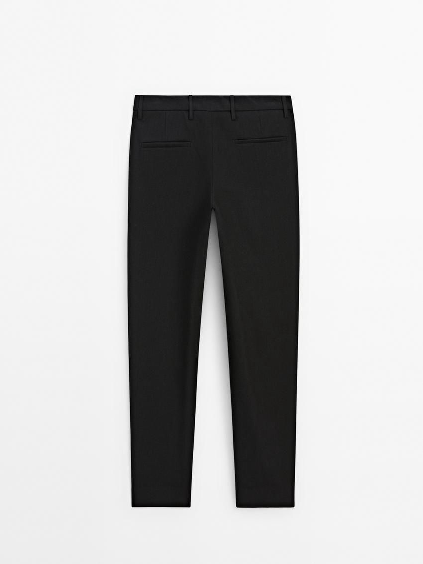 Massimo Dutti Relaxed Fit Pinstripe Men Trousers Black | US-NO3261904