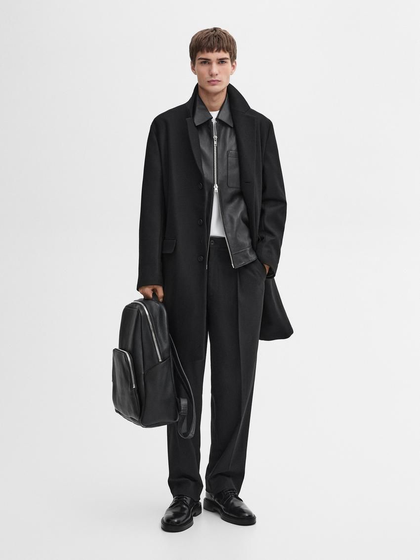 Massimo Dutti Relaxed Fit Pinstripe Men Trousers Black | US-NO3261904
